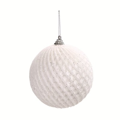 Bolas de Natal Losangos de Glitter Branco 10cm com 4Un- Ref 1002274 Cromus