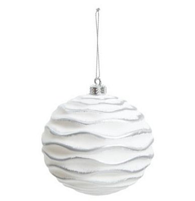 Bolas de Natal Branca com Ondas Prata 10cm com 4Un - Ref 1029813 Cromus