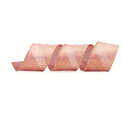 Fita Aramada Linho Rose Fio Metal com Borda Dourada 6,3cmx914cm - Ref 1206748 Cromus