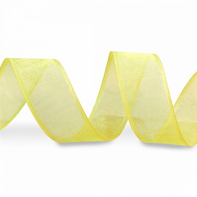 Fita Aramada de Organza Amarelo Claro 3,6cmX914cm - Ref 9273 Halley