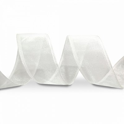 Fita Aramada de Organza Branca 3,6cmX914cm - Ref 9280 Halley