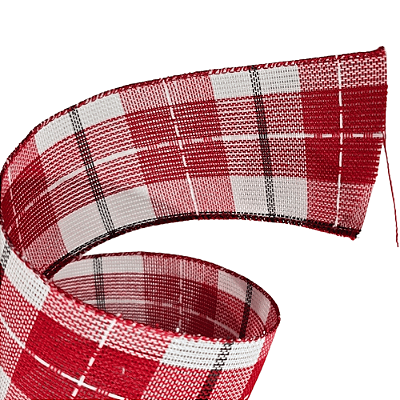 Fita Aramada de Natal Xadrez Vermelho, Branco e Preto 6,3cmx9,14m - Ref 1923853 Cromus