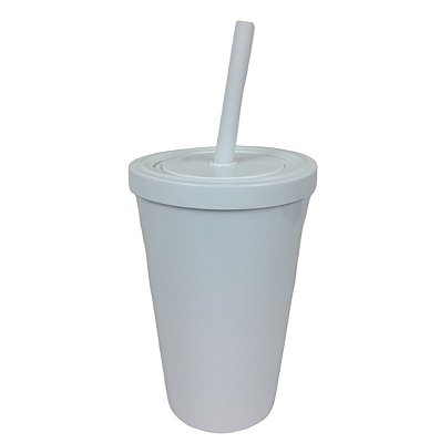 Copo com Tampa e Canudo 350ML Branco - Neoplas