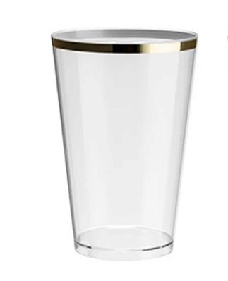 Copo de Acrilico Usual Drink Transparente com Filete Dourado 350ML - Neoplas