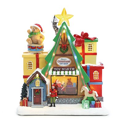 Cenário de Resina Fabrica de Brinquedos com Luz, Som e Movimento 28x25cm - Ref 1006153 Cromus