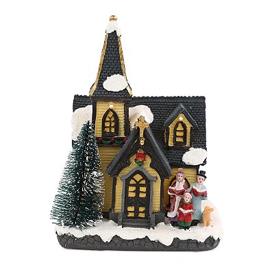 Cenário de Natal Igreja com Coral 18x13x10cm com Luz - Ref 1052964 Cromus