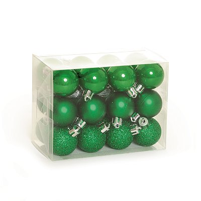 Bolas de Natal Fosca, Glitter, Brilho Verde Escuro cm com 24Un - Ref 1316132 Cromus