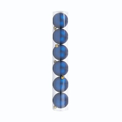 Tubo Bolas de Natal Azul Naval Fosco 5cm com 6Un - Ref 1072362 Cromus