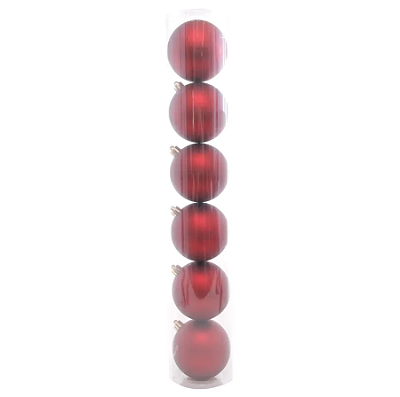 Tubo Bolas De Natal Vermelho Fosco 6cm com 8Un - Ref 3117074 Cromus