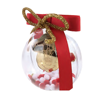 Bola de Acrilico com Aplique Espelhado Minnie e Laço 12cm com 1 Un - Ref 1059538 Cromus