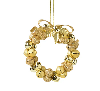 Enfeite Pendurar Guirlanda de Guizos 10x3cm Dourado Brilho e Fosco - Ref 1046129 Cromus