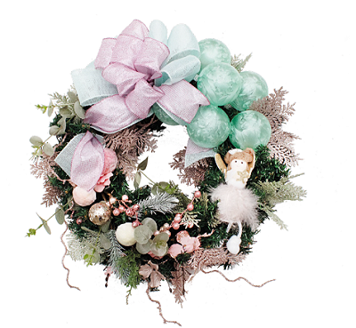 Guirlanda de Natal Decorada Candy Color Fada Rosa 40cm - Ref 1030653 Cromus