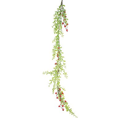 Galho Longo Frutas Vermelhas com Folhagens Verdes 160cm - Ref 1037457 Cromus