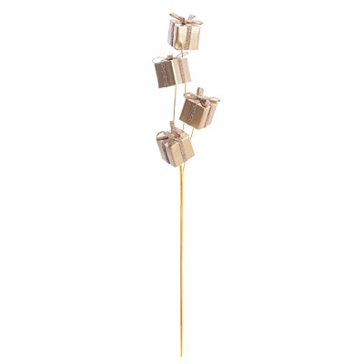 Galho Decorativo Presentes de Corino Dourado com 72x22cm - Ref 1107592 Cromus