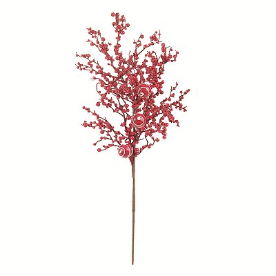 Galho de Natal Berry Frutas Vermelhas 63x29cm - Ref 1091408 Cromus