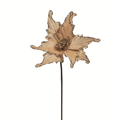 Flor de Natal Poisentia de Juta com Glitter 20cm - Ref 1692966 Cromus