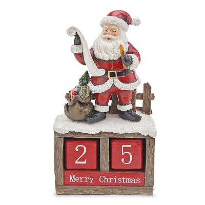 Calendário Natalino de Resina Noel 23x12cm - Ref 1014725 Cromus