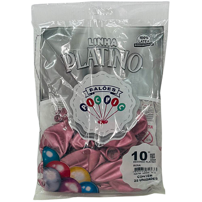 Balão de Látex Platino 10 Polegadas Rosa com 25 Unidades - PICPIC