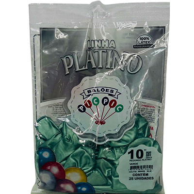 Balão de Látex Platino 10 Polegadas Verde com 25 Unidades - PICPIC