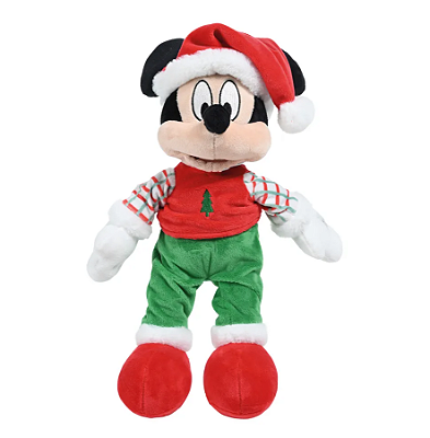 Pelúcia Mickey com Roupa Pinheiro Verde e Vermelho 30cm - Natal Disney - Ref 3122602 Cromus