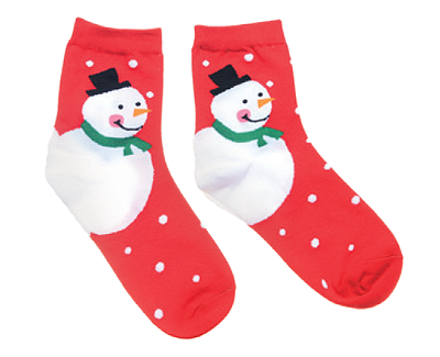 Meia Natalina Vermelha Boneco de Neve - Veste 36 ao 42 - Ref 1114386 Cromus
