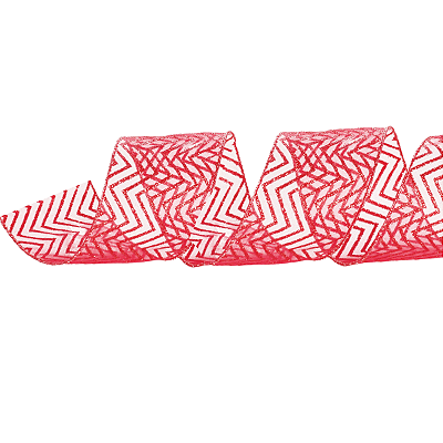 Fita Aramada de Natal Voal Vermelho com Estampa Missioni de Glitter 6,3x914cm - Ref 1614540 Cromus