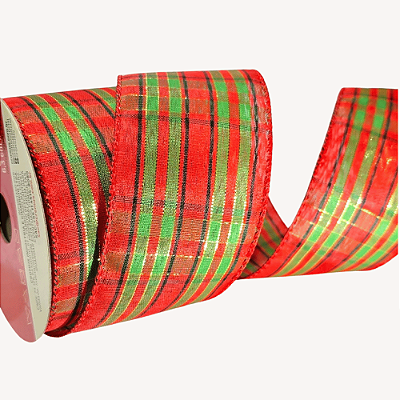 FIta Aramada de Natal Vermelha com Listras Verdes 6,3cmx9,14m - Ref 1073488 Cromus