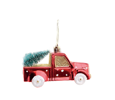 Enfeite Pendurar Caminhonete Vermelha com Pinheiro 11x5cm com 2 Un - Ref 1106207 Cromus