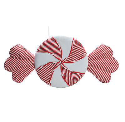 Enfeite Pendurar Bala Gigante Listrada Vermelho e Branco 31x65x9cm - Ref 1007798 Cromus