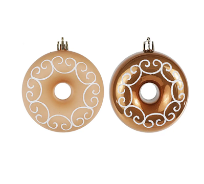 Enfeite Pendurar Donuts Brilho e Fosco Chá 8cm com 2 Un - Ref 1070236 Cromus