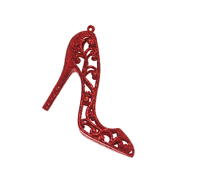 Enfeite de Pendurar Sapato de Salto Vermelho de Glitter com 4Un - Ref 1318097 Cromus