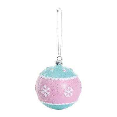 Enfeite de Pendurar Bola Candy Rosa e Azul 8cm - Ref 1106829 Cromus