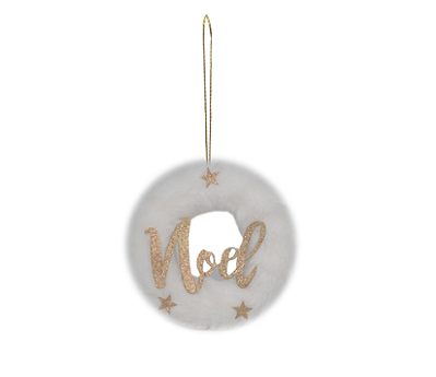 Enfeite Pendurar Mini Guirlanda Pelúcia Dourada com Noel Aplicado 10cm - Ref 1019906 Cromus
