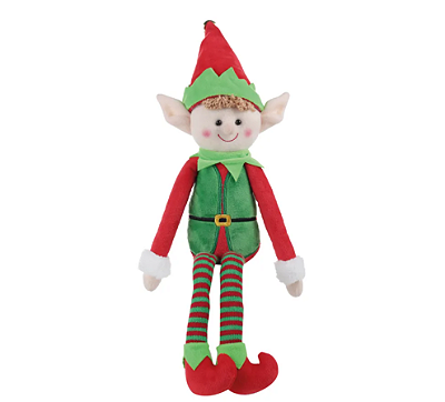 Elfo de Pelúcia com Colete Vermelho e Verde 13cmx6cmx48cm - Ref 1076064 Cromus