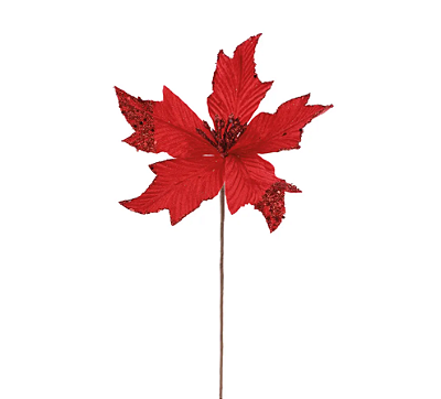 Flor de Natal Poisentia Vermelha de Veludo 20x30cm - Ref 1032654 Cromus
