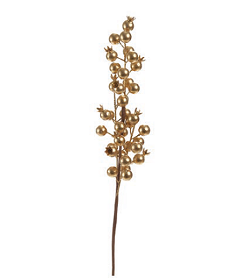 Galho de Natal Berry Metalizado Dourado 50cm - Ref 1087430 Cromus
