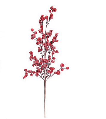 Galho de Natal Frutas Vermelhas Mistas Nevadas 66cm - Ref 3119901 Cromus