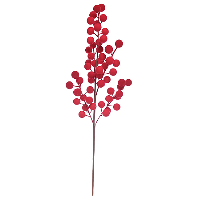 Galho de Natal Azevinho Vermelho Aveludado 55cm - Ref 3119800 Cromus