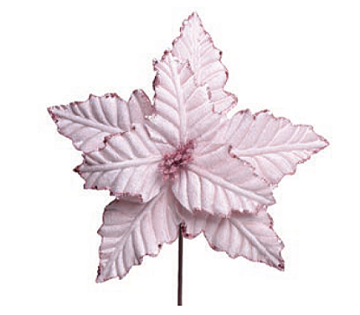 Flor de Natal Poisentia de Veludo Rosa Claro com Borda Glitter 30cm - Ref 3100397 Cromus
