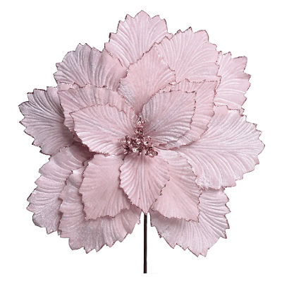 Flor de Natal Poisentia de Veludo Rosa Claro 36x33cm - Ref 3100292 Cromus