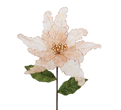Flor de Natal Poisentia Nude com Miolo Dourado 32x55cm- Ref 1023074 Cromus