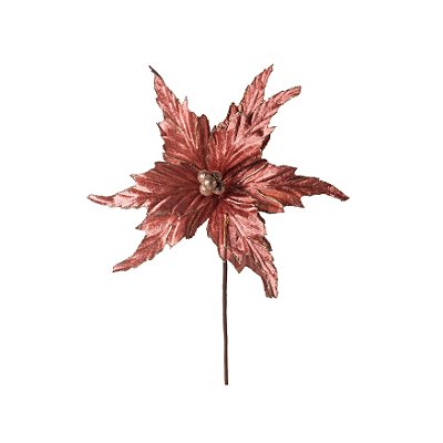 Flor de Natal Poisentia de Veludo Rosa Antigo com Metalizado 25cm - Ref 1361047 Cromus