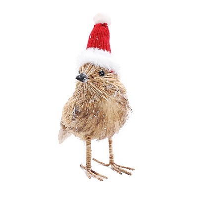 Pássaro de Palha com Gorro Noel 19x14cm - Ref 1108116 Cromus