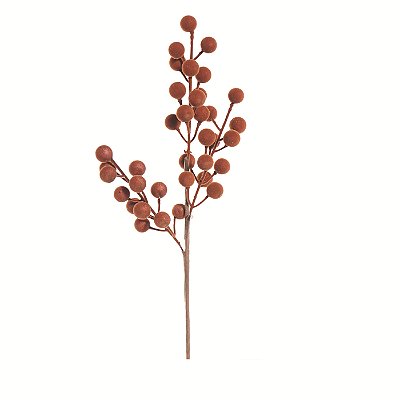 Galho de Natal Frutas Marrom Claro de Camurça 40cm- Ref 1069463 Cromus