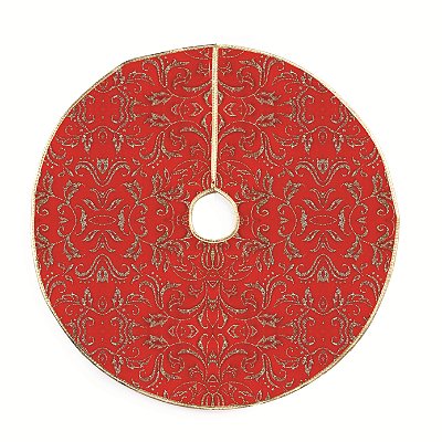 Saia Para Árvore de Natal 120cm Vermelha com Arabescos Dourados - Ref 1713715 Cromus Natal