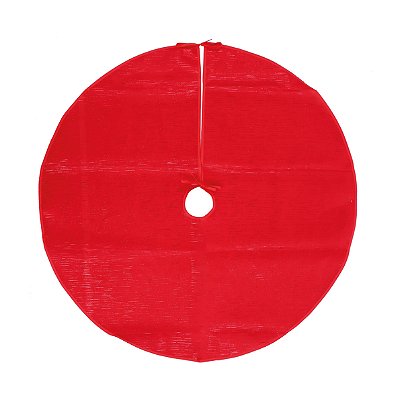Saia Para Árvore de Natal 100cm Vermelha de Linho com Riscas Metalizadas - Ref 1002656 Cromus