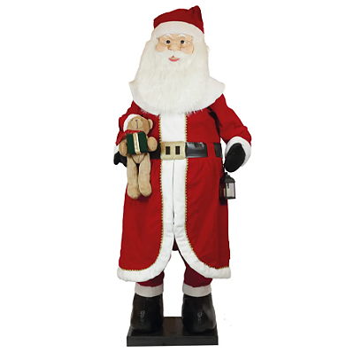 Boneco Papai Noel Gigante Com Luz, Som e Movimento Segurando Urso 2Mts - Ref 1096912 Cromus