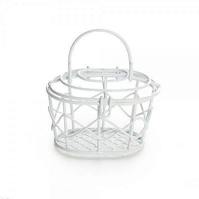 Mini Cesta Oval Aramada Branca Cromus