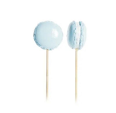 Pick Para Doces com Aplique de Resina Macaron Azul CROMUS - 1 Jogo com 6 unidades