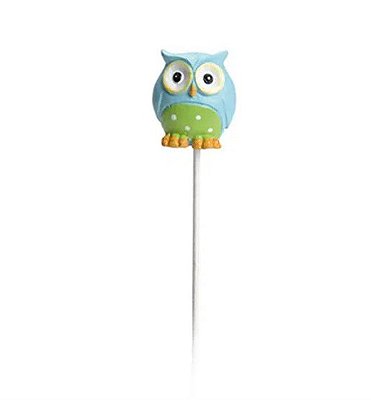 Pick Para Doces Com Coruja de Resina Azul e Verde CROMUS